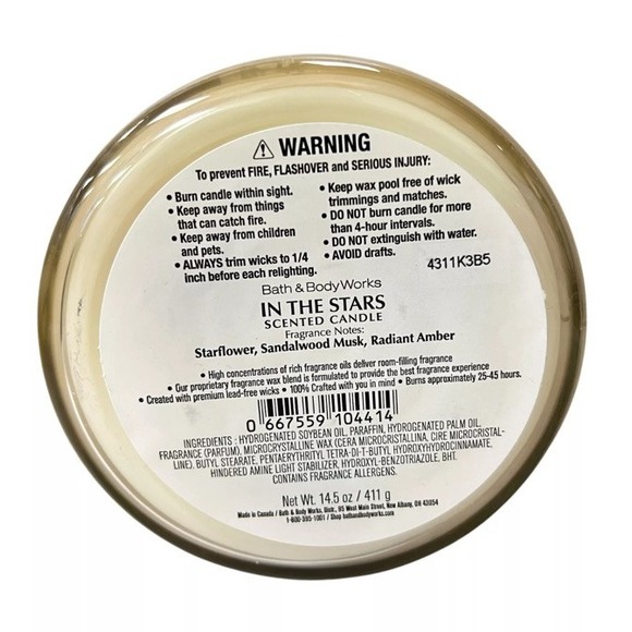 NEW In Box Bath & Body‎ Works IN THE STARS 3-Wick Candle Large Scented 14.5 oz - Picture 3 of 3